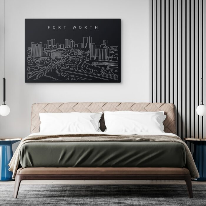Forth Worth Skyline Canvas Art Print - Bed Room - Dark