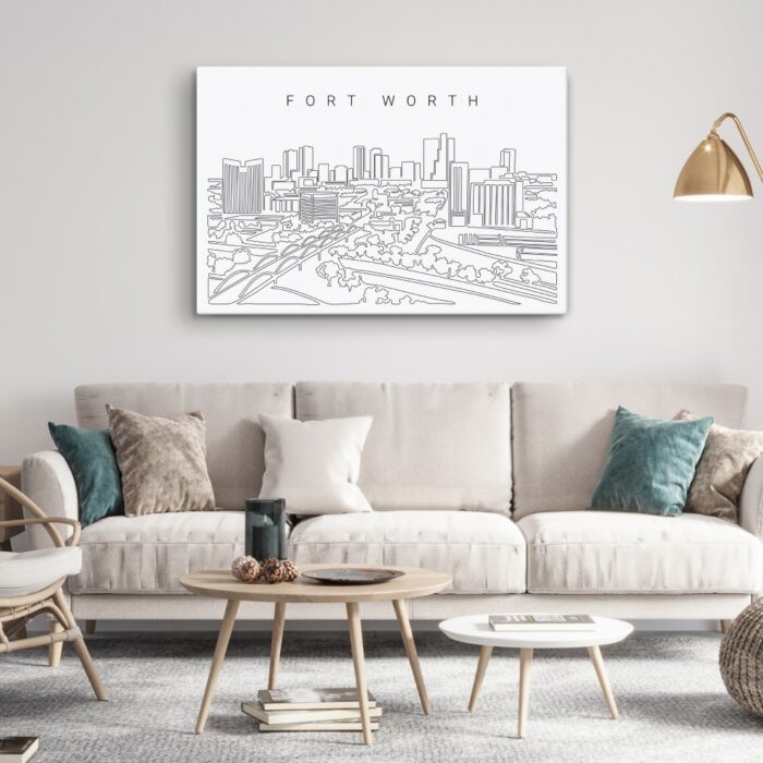 Forth Worth Skyline Canvas Art Print - Living Room