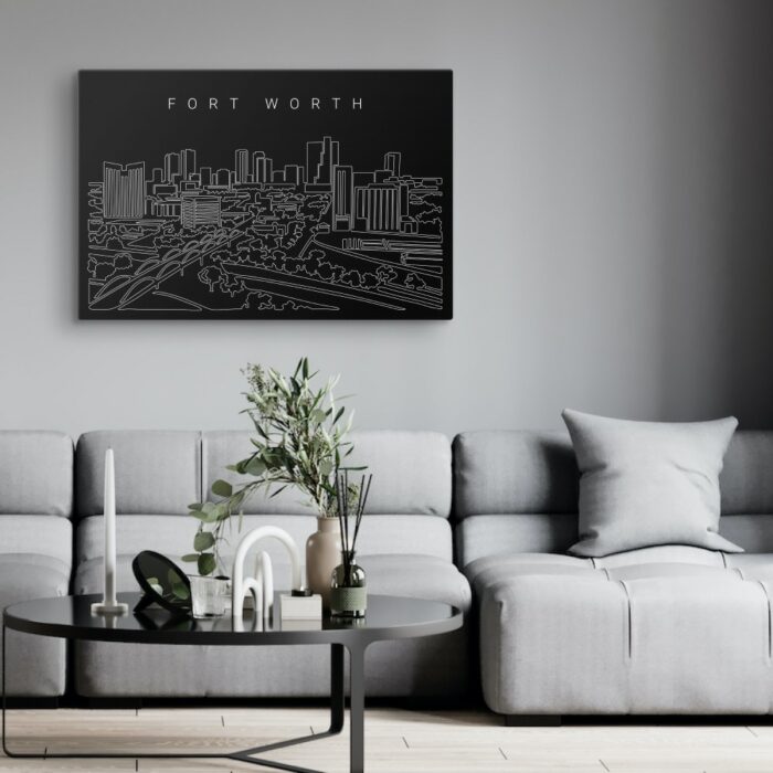 Forth Worth Skyline Canvas Art Print - Living Room - Dark