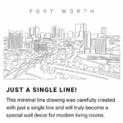 Forth Worth Skyline Continuous Line Drawing Art Work