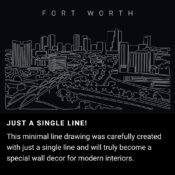 Forth Worth Skyline One Line Drawing Art - Dark