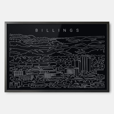 Framed Billings Skyline Wall Art - Dark