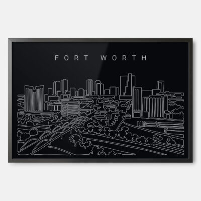 Framed Forth Worth Skyline Wall Art - Dark