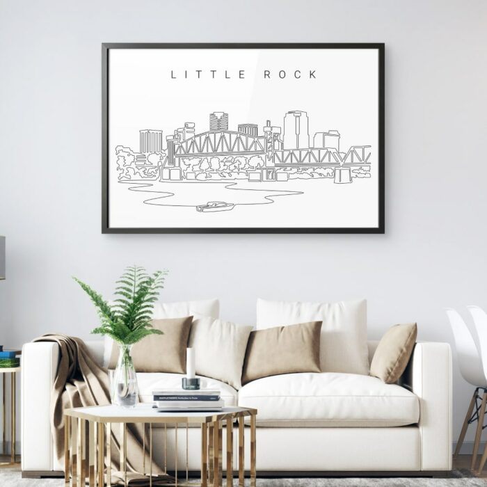 Framed Little Rock Skyline Wall Art for Living Room