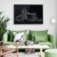 Framed London Bridge Wall Art for Living Room - Dark