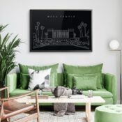 Framed Mesa Temple Wall Art for Living Room - Dark