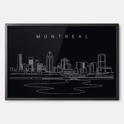 Framed Montreal Skyline Wall Art - Dark