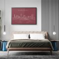 Framed Montreal Skyline Wall Art for Bed Room - Dark