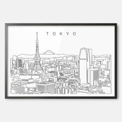 Framed Tokyo Skyline Wall Art