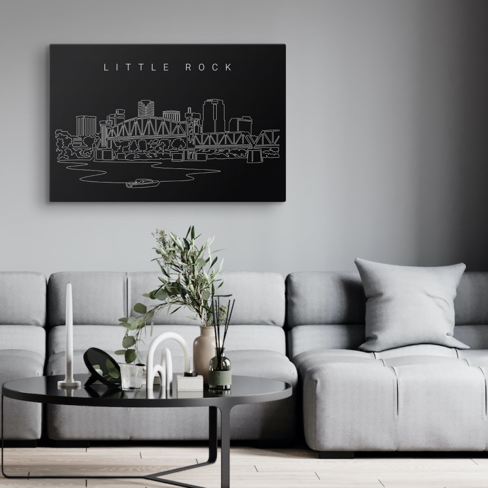 Little Rock Skyline Canvas Art Print Living Room Dark