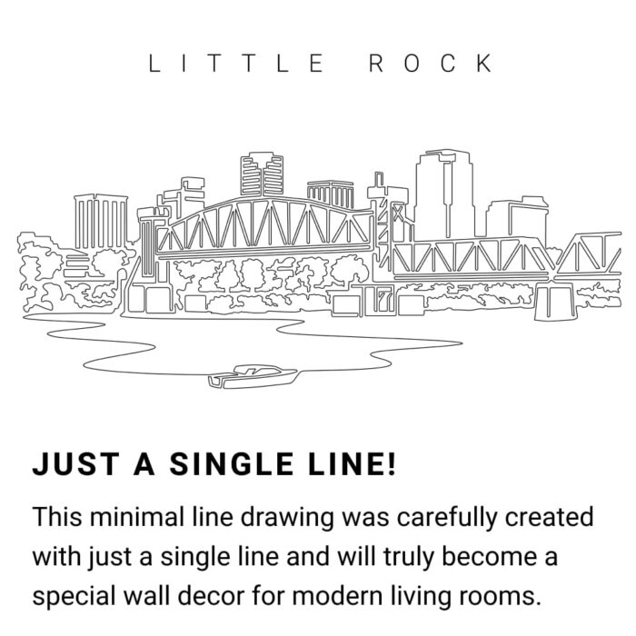 Little Rock Skyline Continuous Line Drawing Art Work