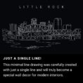 Little Rock Skyline _ One Line Drawing Art - Dark