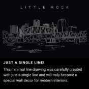 Little Rock Skyline _ One Line Drawing Art - Dark
