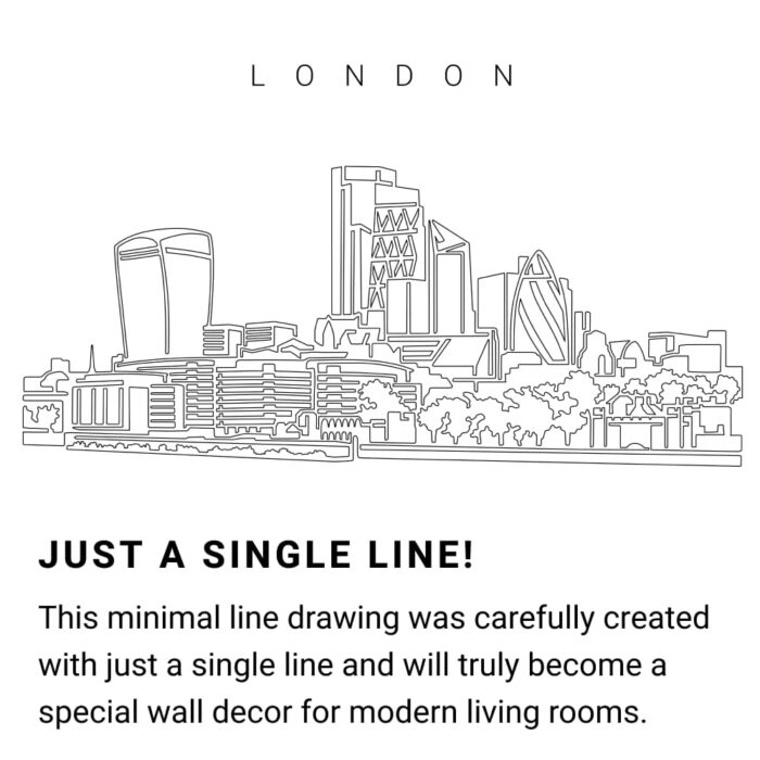 London Skyline Continuous Line Drawing Art Work
