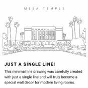Mesa Temple Continuous Line Drawing Art Work