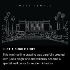 Mesa Temple One Line Drawing Art - Dark