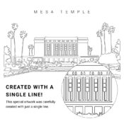 Mesa Temple Vector Art - Single Line Art Detail