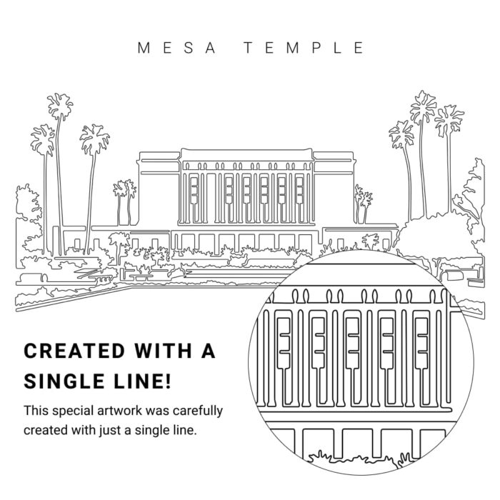 Mesa Temple Vector Art - Single Line Art Detail