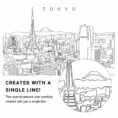 Tokyo Japan Vector Art - Single Line Art Detail