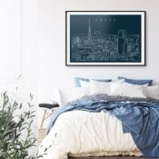 Tokyo Skyline Art Print for Bed Room - Dark