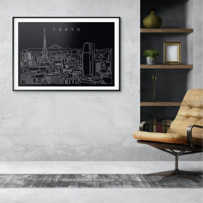 Tokyo Skyline Art Print for Office - Dark