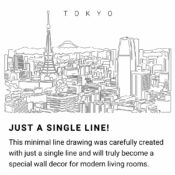 Tokyo Skyline Continuous Line Drawing Art Work