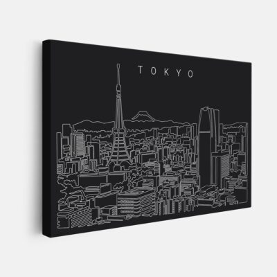 Tokyo Skyline Canvas Wall Art - Dark