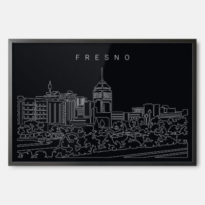 Framed Fresno Skyline Wall Art - Dark