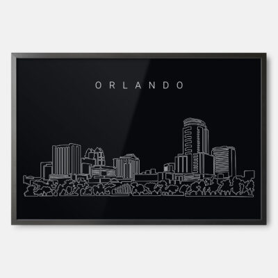 Framed Orlando Skyline Wall Art - Dark