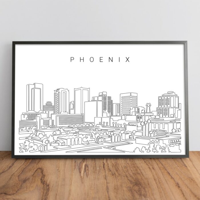 Framed Phoenix AZ Skyline Wall Art