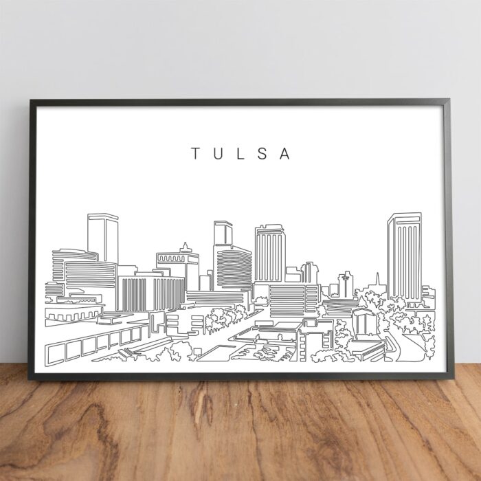 Framed Tulsa Skyline Wall Art