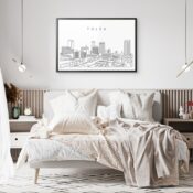 Framed Tulsa Skyline Wall Art for Bedroom