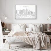 Framed Vancouver Skyline Wall Art for Bedroom