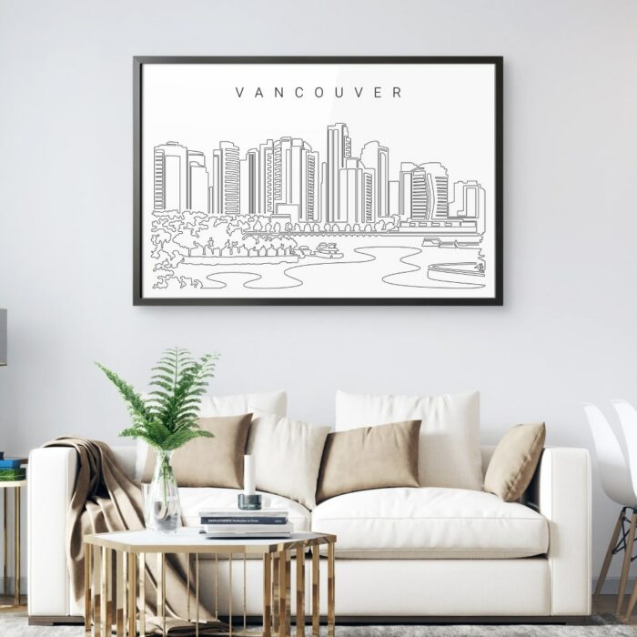Framed Vancouver Skyline Wall Art for Living Room