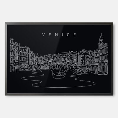 Framed Venice Italy Wall Art - Dark