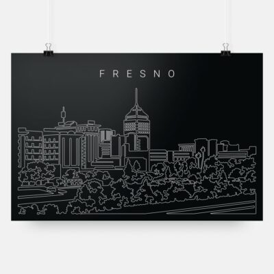 Fresno Skyline Art Print - Dark