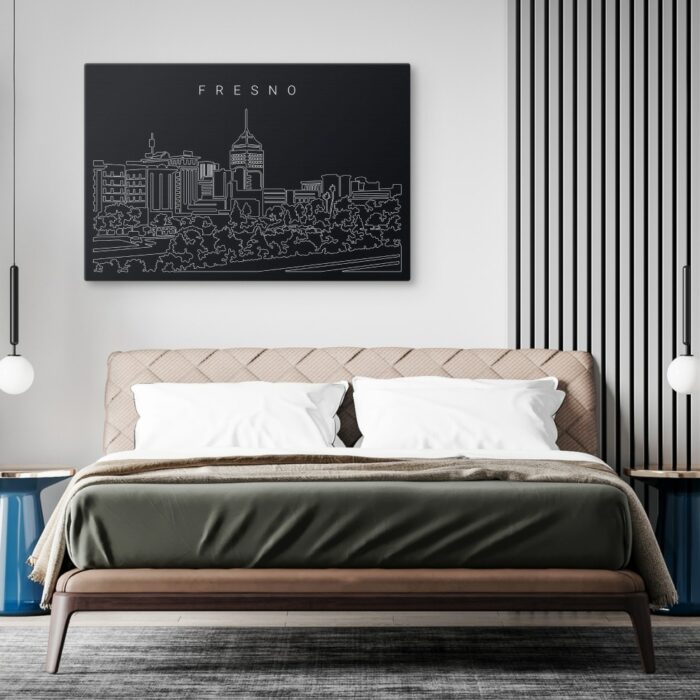 Fresno Skyline Canvas Art Print - Bed Room - Dark