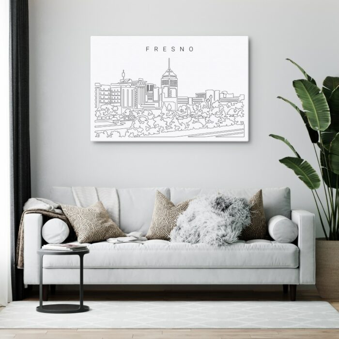 Fresno Skyline Canvas Art Print - Living Room