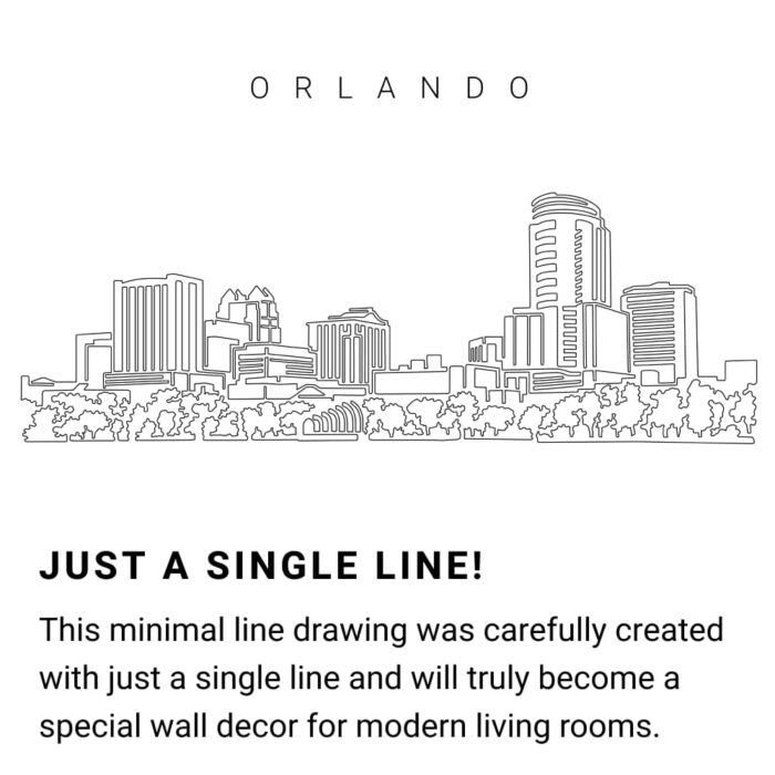 Orlando Skyline Continuous Line Drawing Art Work