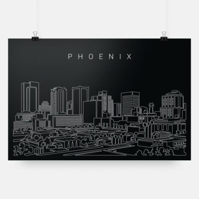 Phoenix AZ Skyline Art Print - Dark