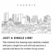 Phoenix AZ Skyline Continuous Line Drawing Art Work