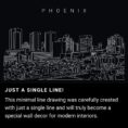 Phoenix AZ Skyline One Line Drawing Art - Dark