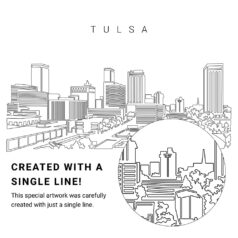 Tulsa Oklahoma Vector Art - Single Line Art Detail