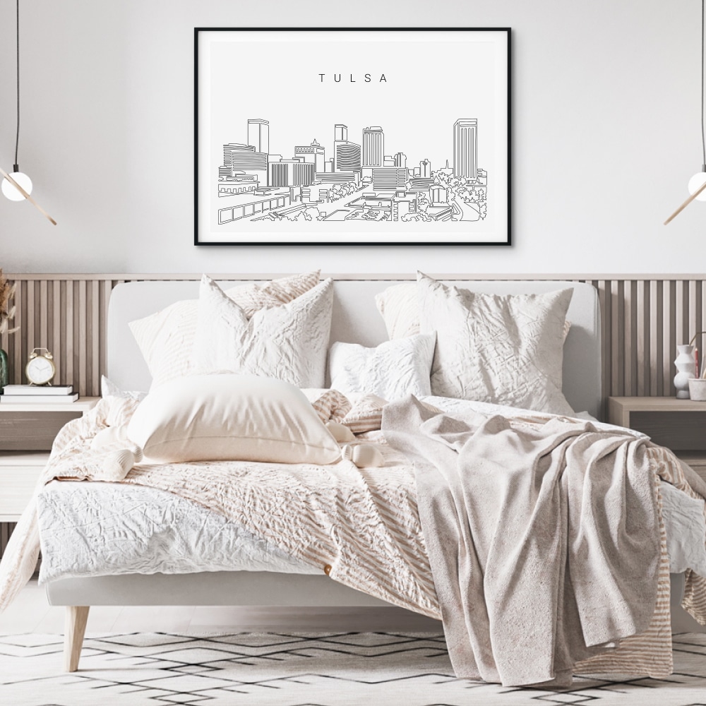Tulsa Skyline Art Print for Bedroom