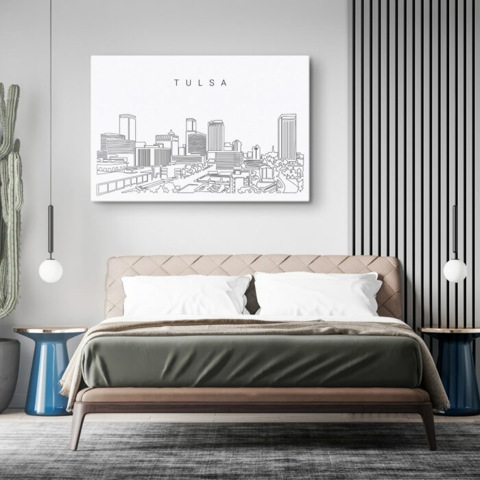 Tulsa Skyline Canvas Art Print - Bed Room