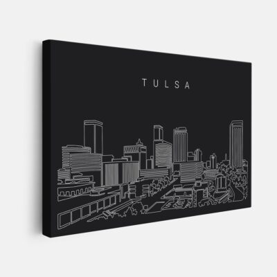 Tulsa Skyline Canvas Art Print - Dark