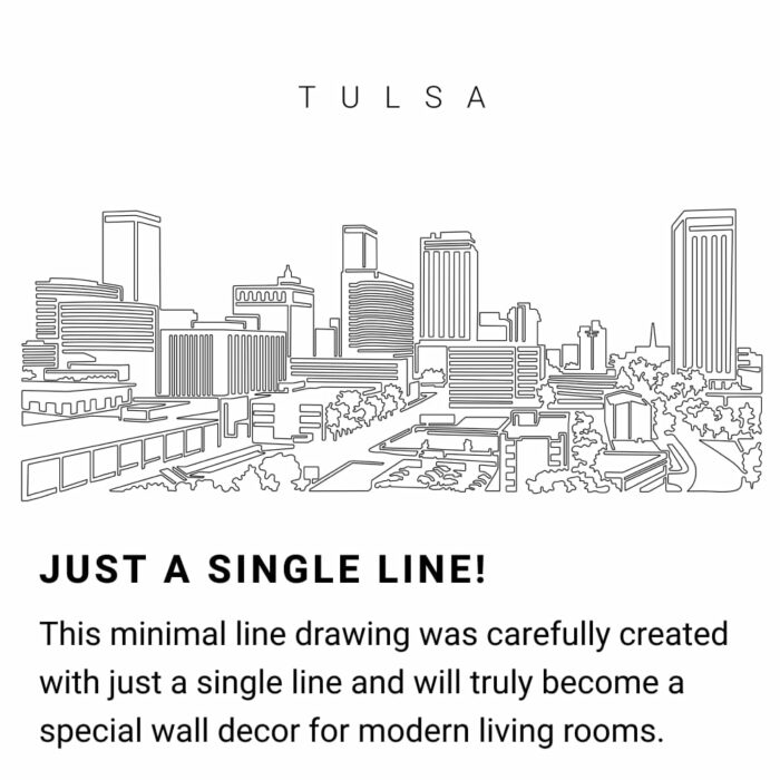 Tulsa Skyline Continuous Line Drawing Art Work