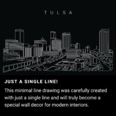 Tulsa Skyline One Line Drawing Art - Dark