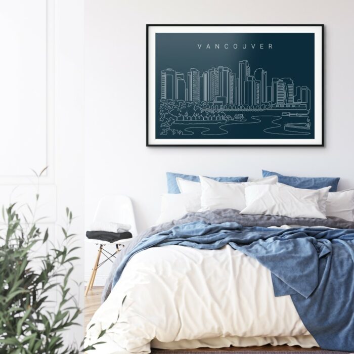 Vancouver Skyline Art Print for Bed Room - Dark