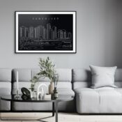 Vancouver Skyline Art Print for Living Room - Dark